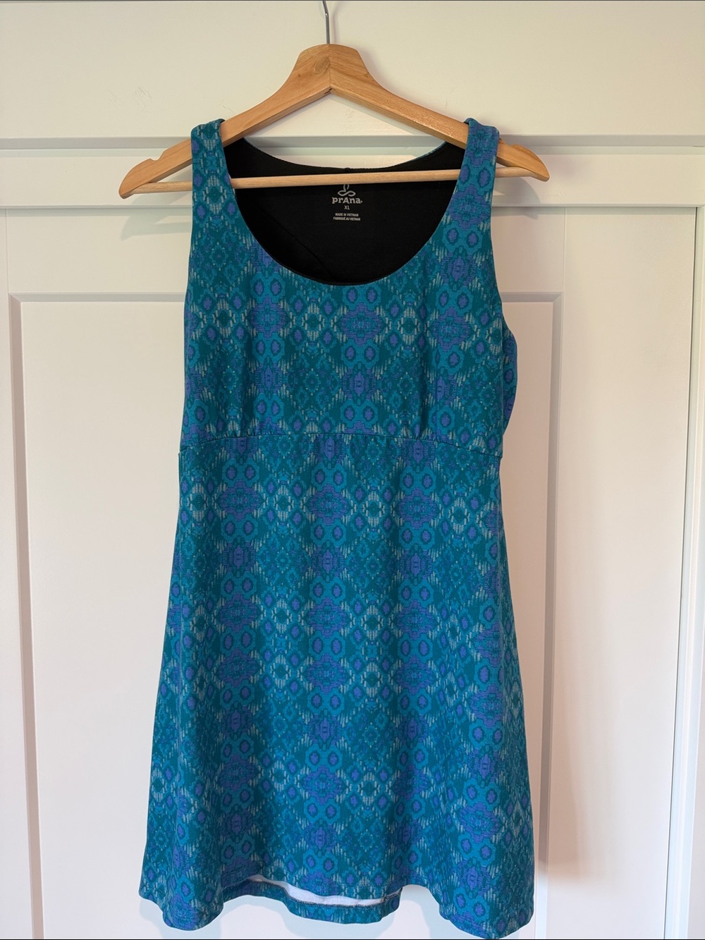 Prana Teal & Blue Patterned Sleeveless Mini Dress